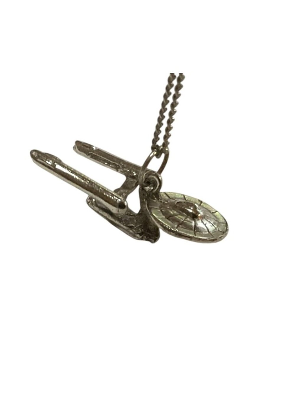 Star Trek Enterprise Silver Toned Pendant Necklace On Chain Sci-Fi Design Unisex